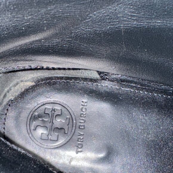 Tory Burch Oakridge Boots Black Pebbled Leather Ankle Booties, Size 8 - Picture 12 of 12